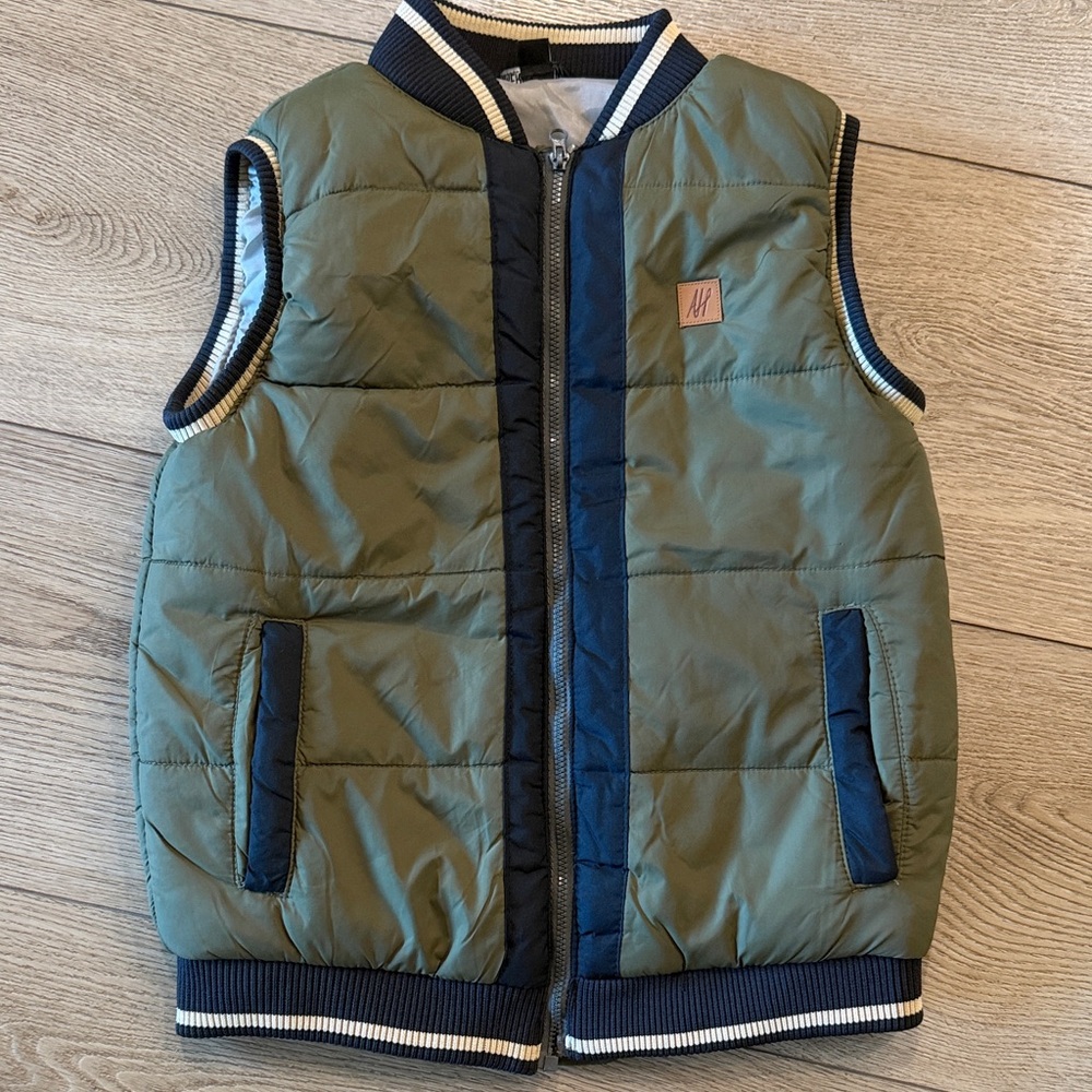 Children's Green and Navy Puffer Vest